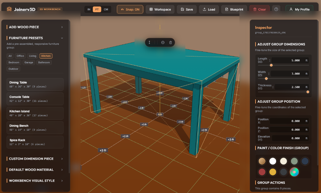 3D Dining Table Model